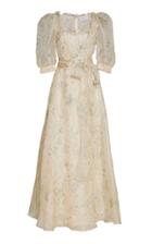 Luisa Beccaria Sheer Balloon Sleeve Gown