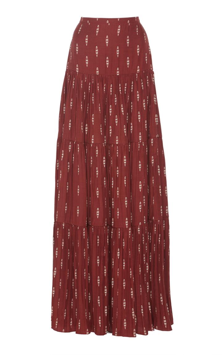 Johanna Ortiz Relatos De Mi Tierra Tiered Jacquard Maxi Skirt