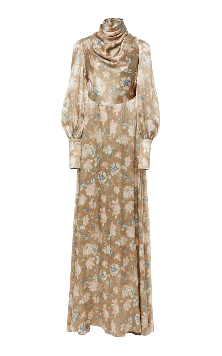 Zimmermann Unbridled Cowl Neck Silk Dress