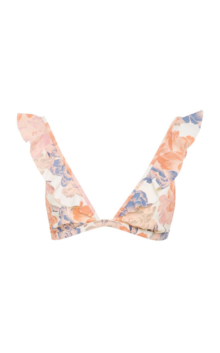 Tori Praver Adriana Floral Ruffle Bikini Top