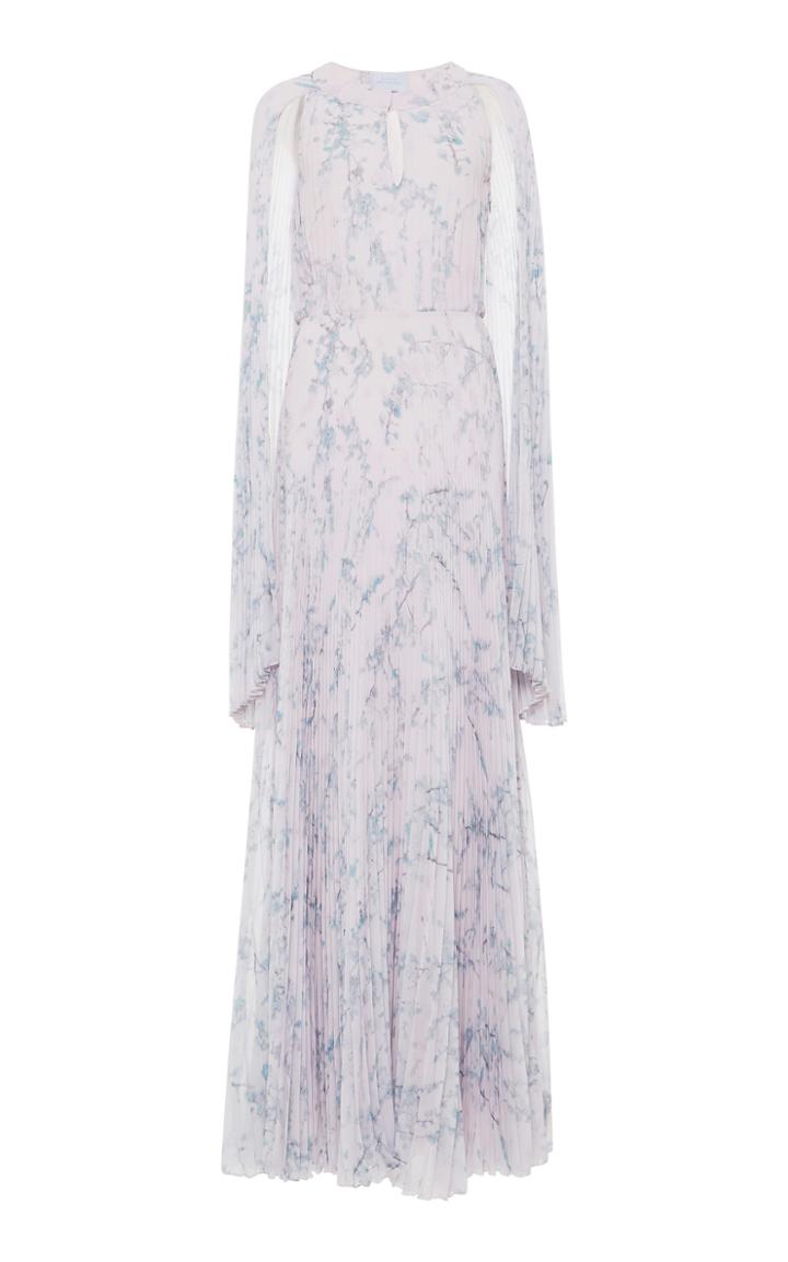 Luisa Beccaria Printed Plisse Cape Dress