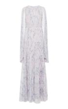 Luisa Beccaria Printed Plisse Cape Dress