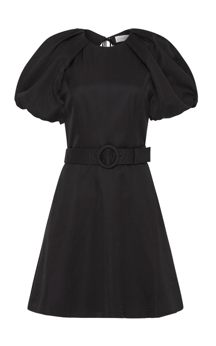 Moda Operandi Rebecca Vallance Winona Belted Satin Puff-sleeve Mini Dress