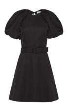 Moda Operandi Rebecca Vallance Winona Belted Satin Puff-sleeve Mini Dress