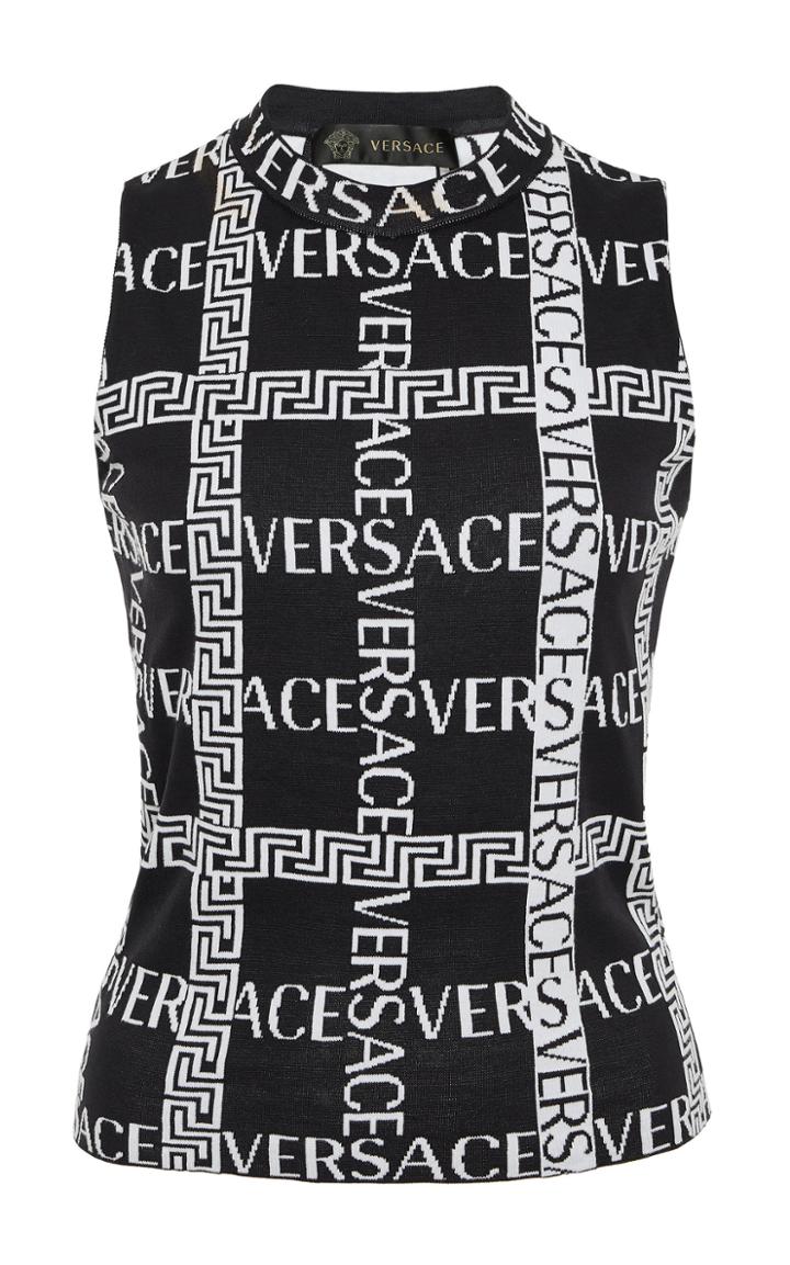 Versace Logo Cotton-blend Crop Top