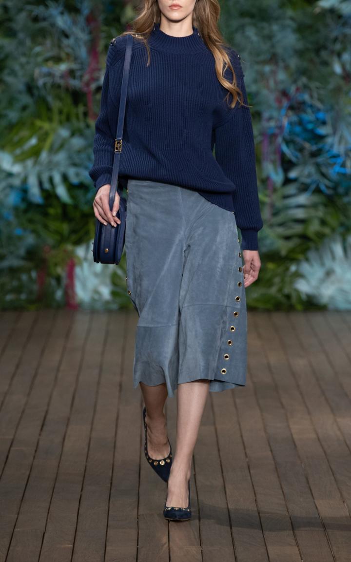 Alberta Ferretti Ribbed Button-detailed Cotton Sweater