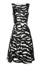 Oscar De La Renta Straight Neck Paneled Zebra Print Midi Dress