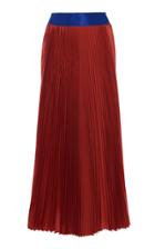 Leal Daccarett Taormina A-line Satin Pleated Midi Skirt