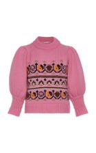 Ganni Hand Knit Puff-sleeve Wool Sweater