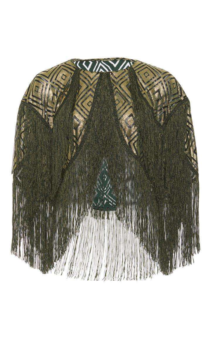 Anna Sui Foiled Diamonds Fringe Bolero