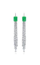 Moda Operandi Nina Runsdorf 18k White Gold And Emerald And Diamond Fringe Earrings