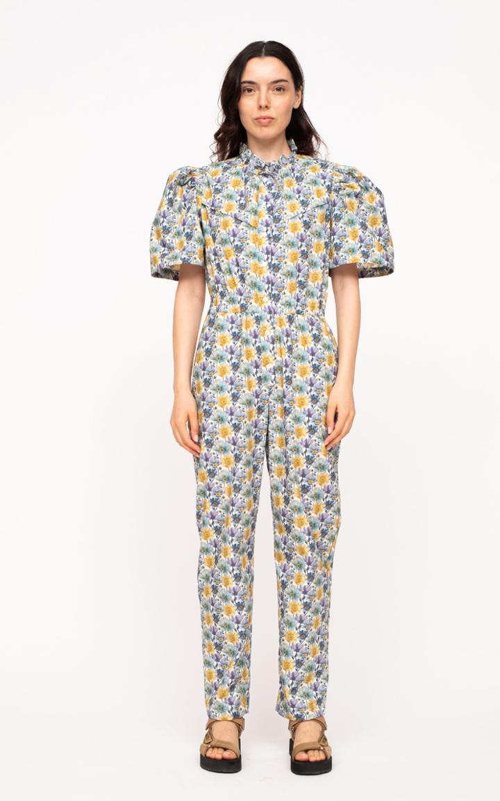 Moda Operandi Sea Leslie Tie-neck Liberty-print Cotton Jumpsuit