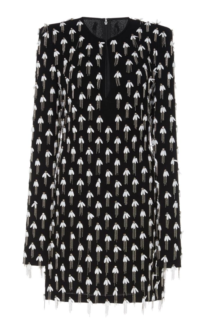 Naeem Khan Beaded Chainlink-trim Crepe Dress