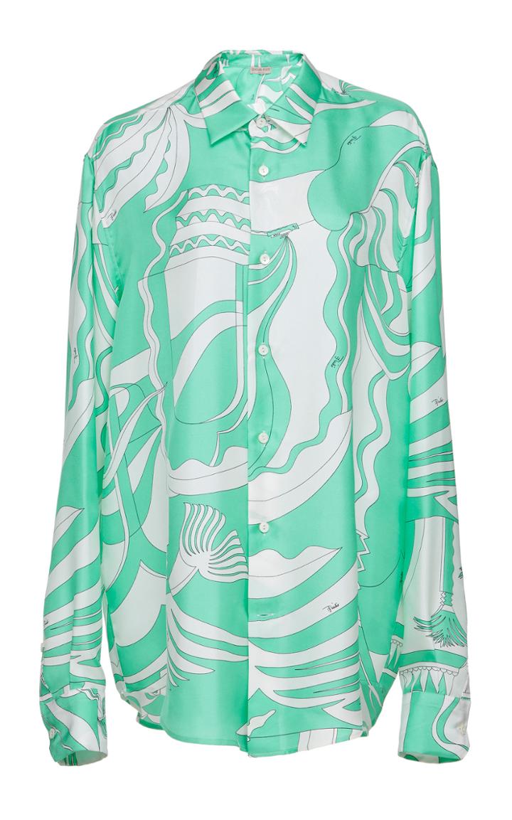 Emilio Pucci Long Sleeve Silk Printed Shirt