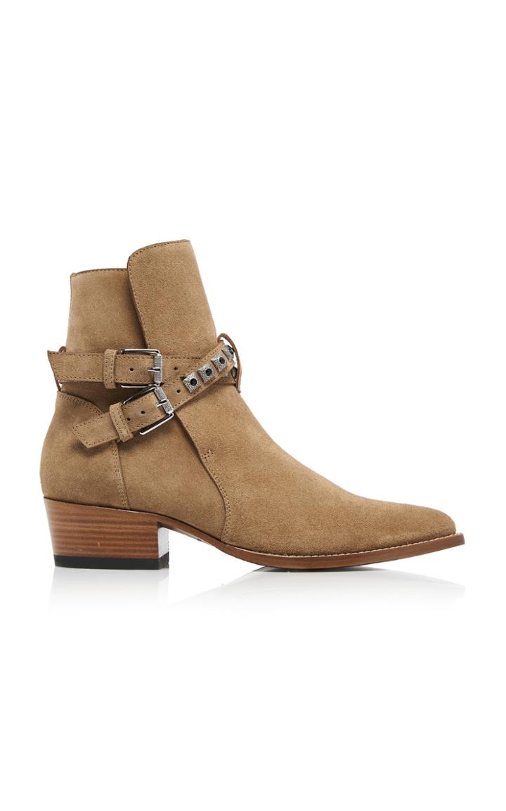 Amiri Jodphur Conch Embellished Suede Boots Size: 40