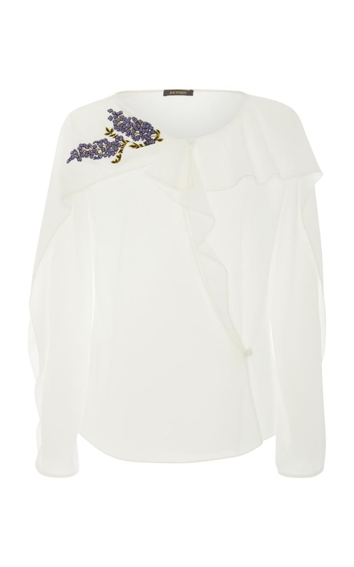 Zac Posen Ruffled Crepe Blouse