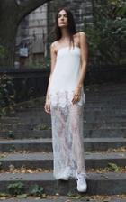 Moda Operandi Lein Gail's Silk Crepe French Embellished Lace Gown Size: 00