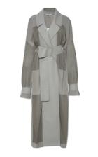 Moda Operandi Agnona Leather-paneled Cotton-silk Open-knit Trench Coat Size: Xs
