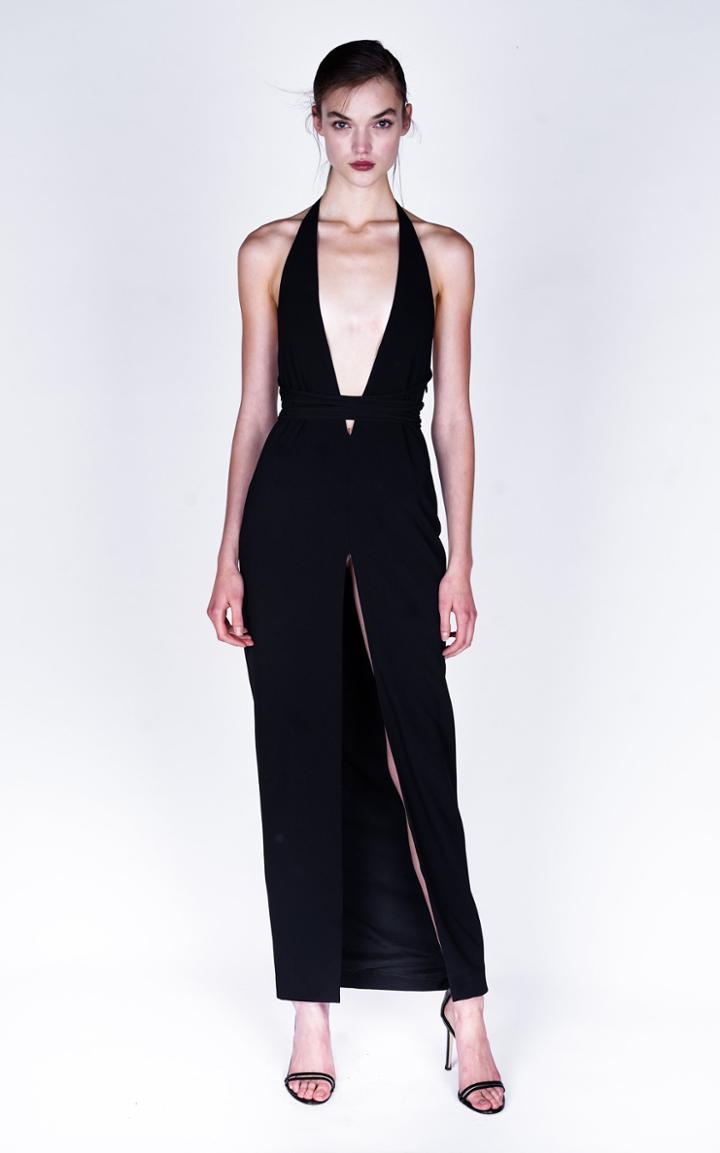 Moda Operandi Monot Plunging Crepe Halter Dress