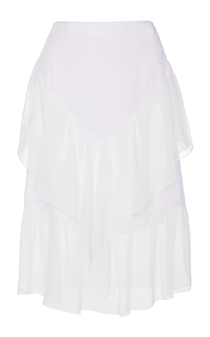 Wes Gordon Ruffle Silk Chiffon Skirt