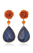 Bahina 18k Gold Rose Carnelian And Lapis Lazuli Earrings