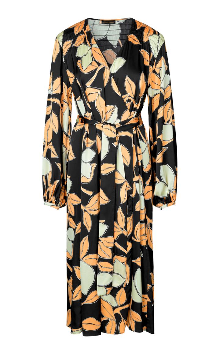 Moda Operandi Stine Goya Sebie Printed Satin Midi Wrap Dress