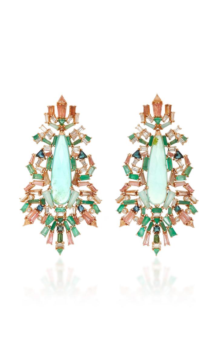 Nak Armstrong Falling Fern Brocade Blue Peruvian Opal Earrings