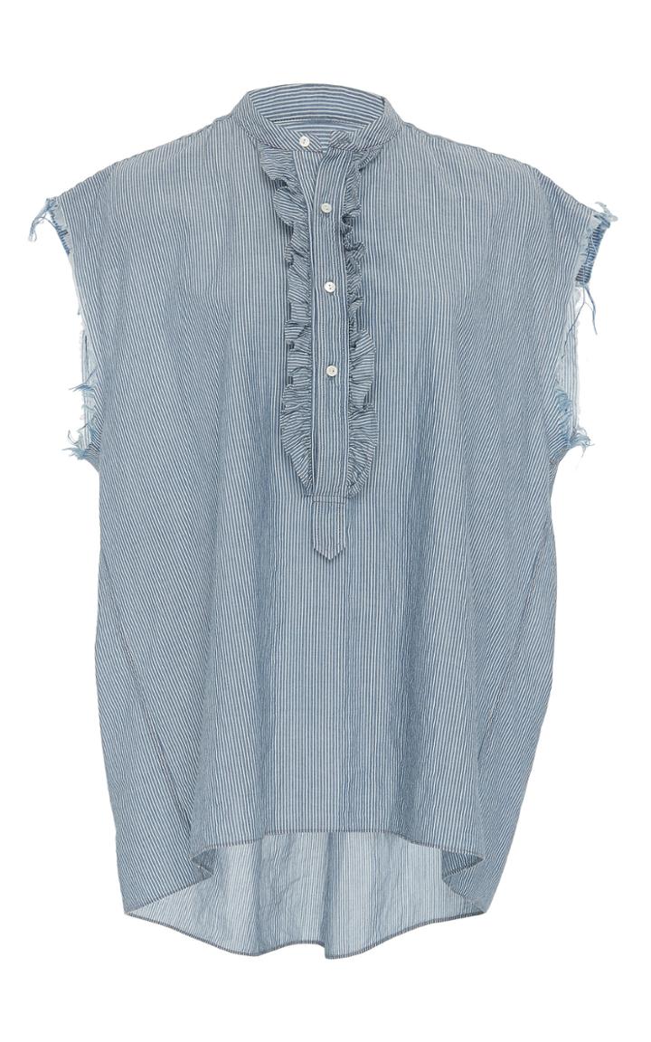 Nili Lotan Charlton Pleated Ruffle Shirt