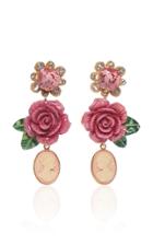 Dolce & Gabbana Rosetto Cameo Gold-tone Brass And Crystal Earrings