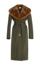 Isa Arfen Faux Fur Trenchcoat With Cotton Belt