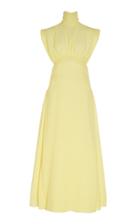 Moda Operandi Emilia Wickstead Ruched Crepe De Chine Turtleneck Dress Size: 8