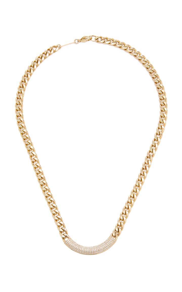 Zoe Chicco 14k Large Curb Chain And Pave Diamond Large Curve Necklace