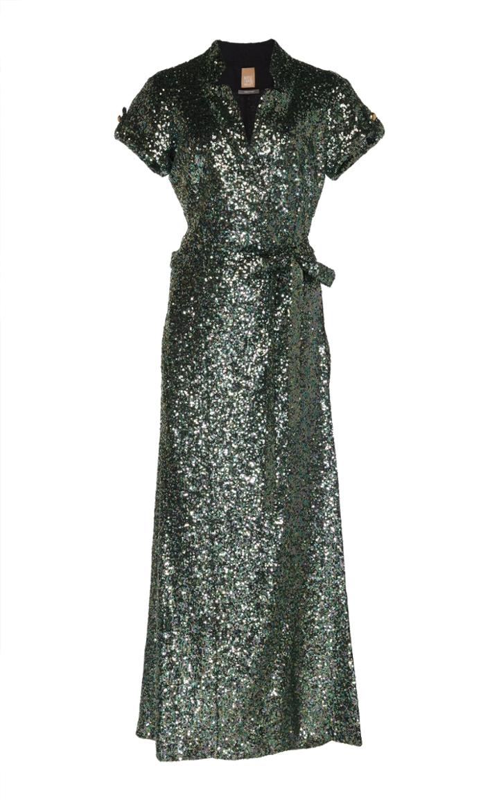 Pascal Millet Mini Paillette Short Sleeve Wrap Dress