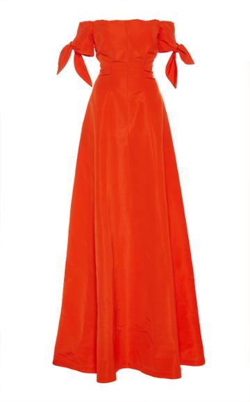 Lela Rose Off The Shoulder Bow Sleeve Gown