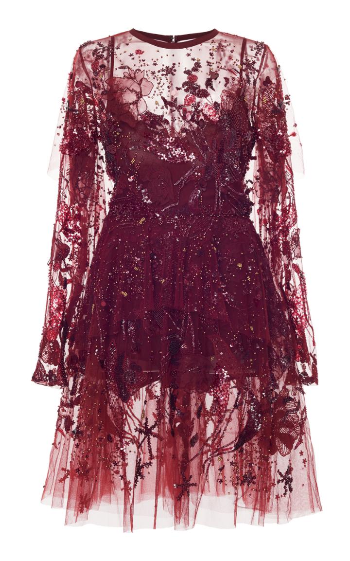 Elie Saab Bead Embroidery Sheer Dress