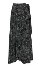 Amur Knox Ruffled Crepe Wrap Skirt
