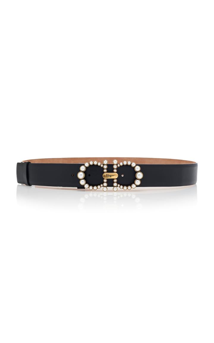 Salvatore Ferragamo Gancini Pearl-embellished Wide Belt