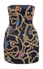 Versace Strapless Embroidered Silk Dress