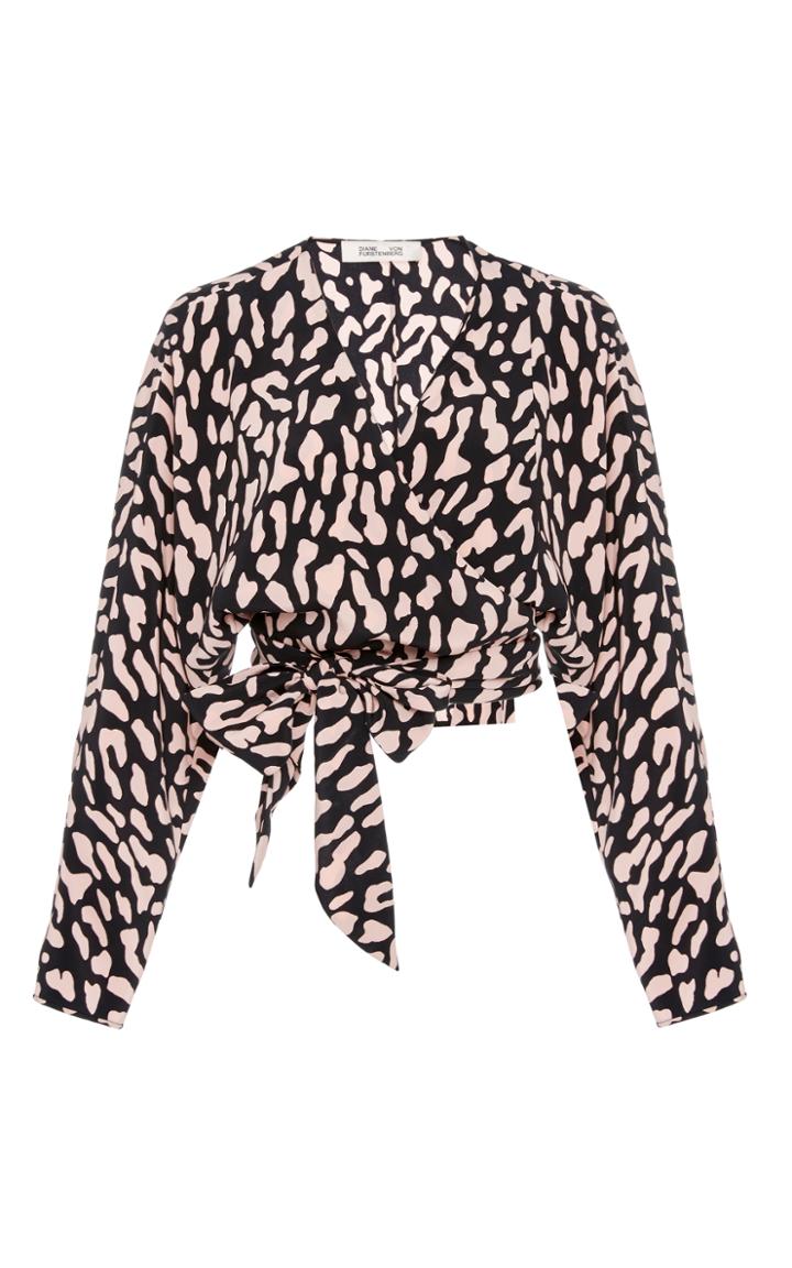 Diane Von Furstenberg Long Sleeve Wrap Blouse