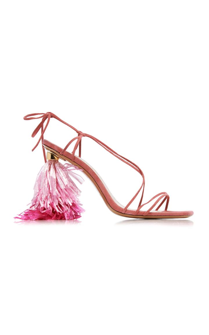 Jacquemus Raphia Tasseled-heel Suede Sandals