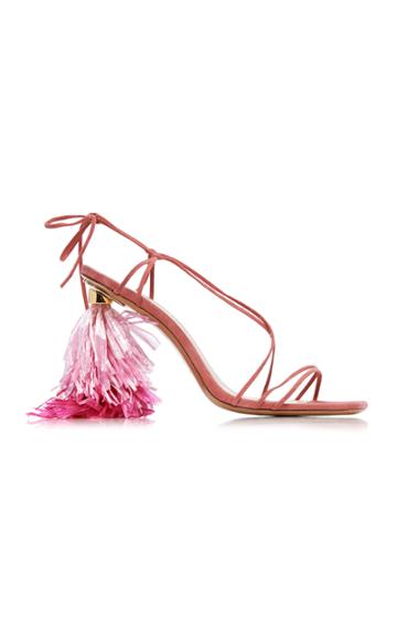 Jacquemus Raphia Tasseled-heel Suede Sandals