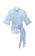 Jonathan Simkhai Scallop Cutout Embroidery Side Tie Shirt