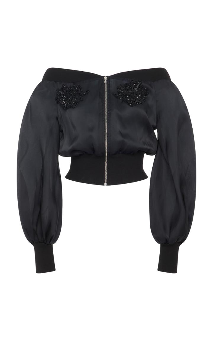 Semsem Off Shoulder Organza Bomber