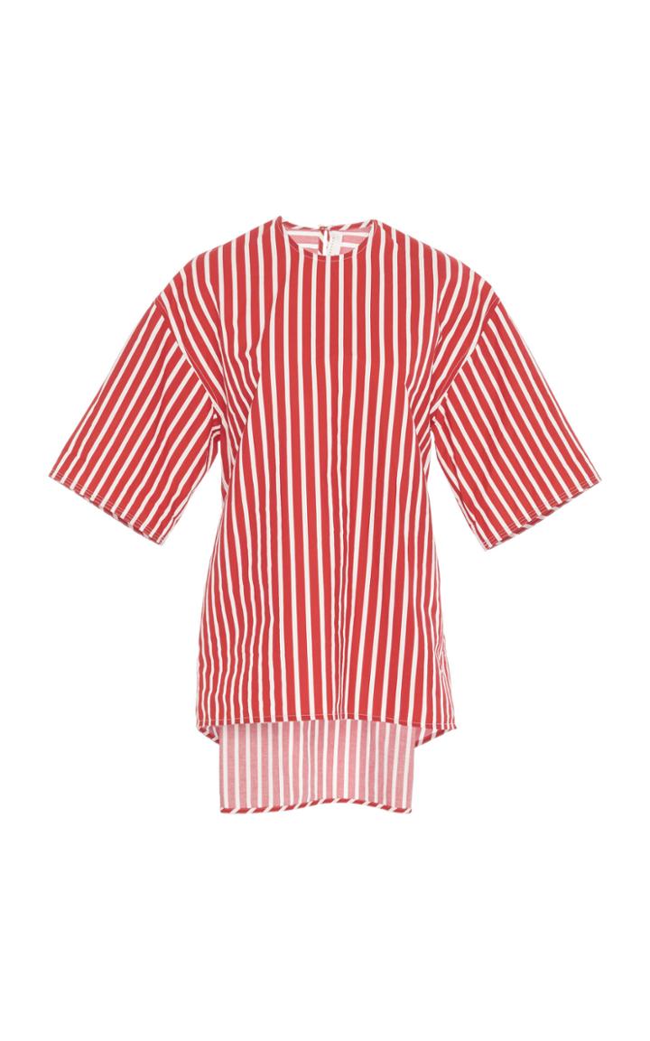 Victoria Beckham Pique Stripe Wide0sleeve Top