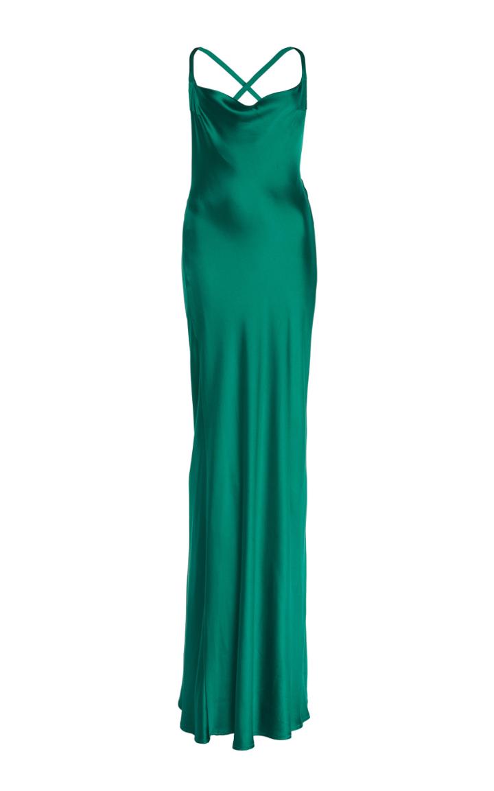 Galvan Whiteley Cowl Neck Silk-satin Gown