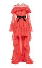 Giambattista Valli Ruffled High-low Silk Gown
