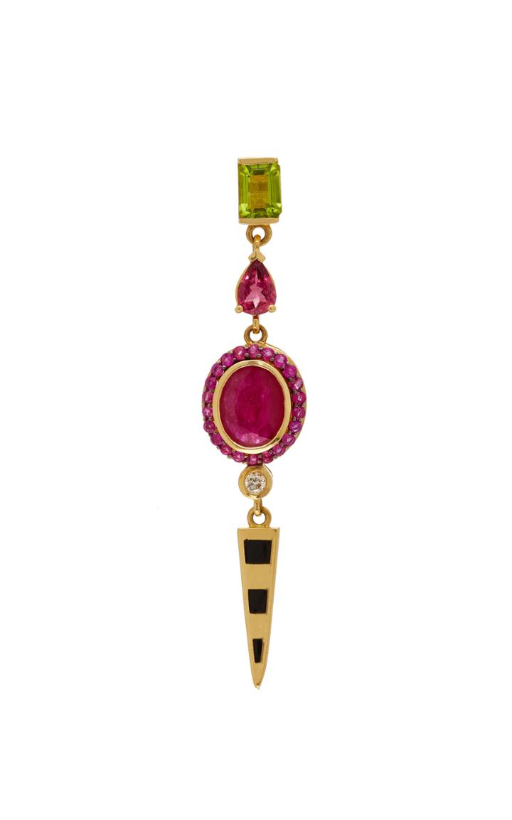 Holly Dyment Go Lightly Single Long Earring With Ruby