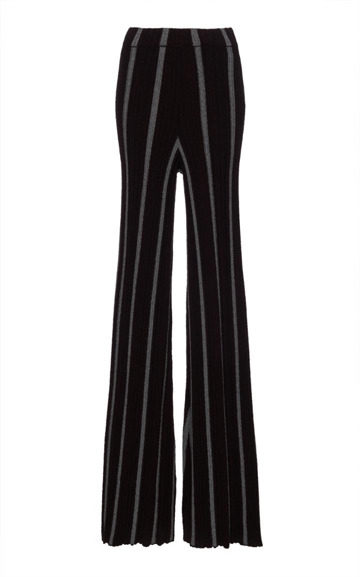 Jil Sander Striped Wide-leg Ribbed Knit Pants