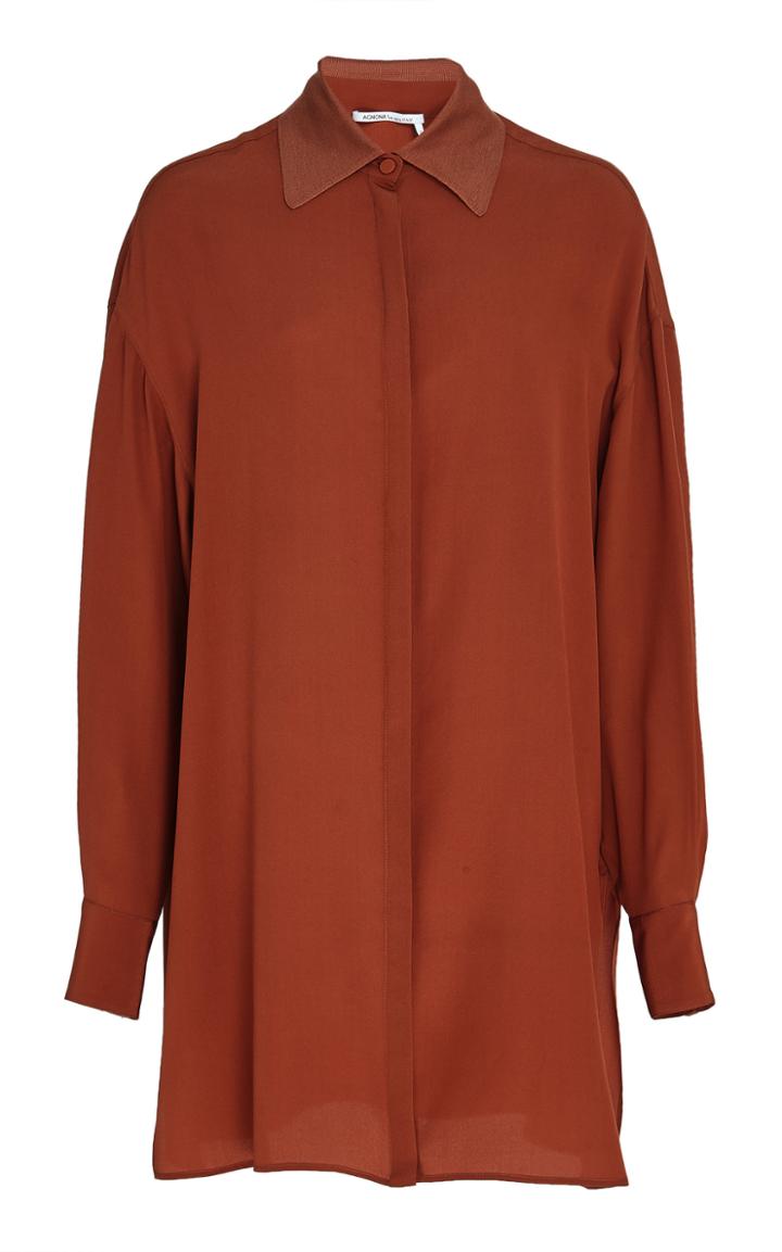 Agnona Wool Cashmere Voile Fluid Relaxed Shirt