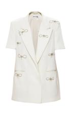 Mach & Mach White Blazer Dress With Crystal Bows